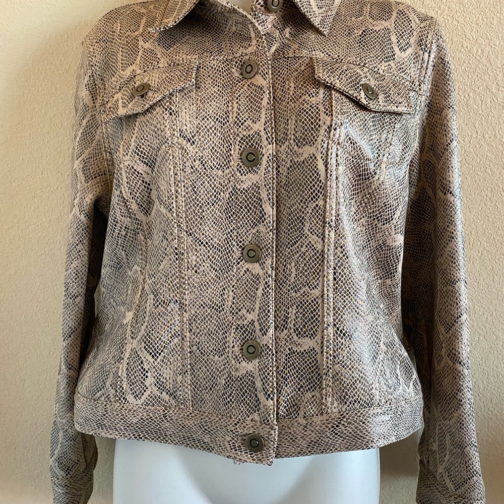 Good Looking Jacket Python Look In Cream And Brow… - image 3